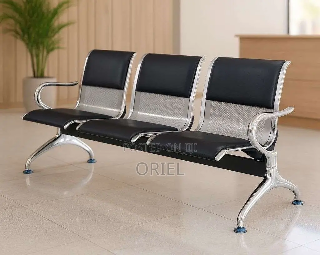 Office Bench : Office 3-Seater Padded Bench Waiting at Reception