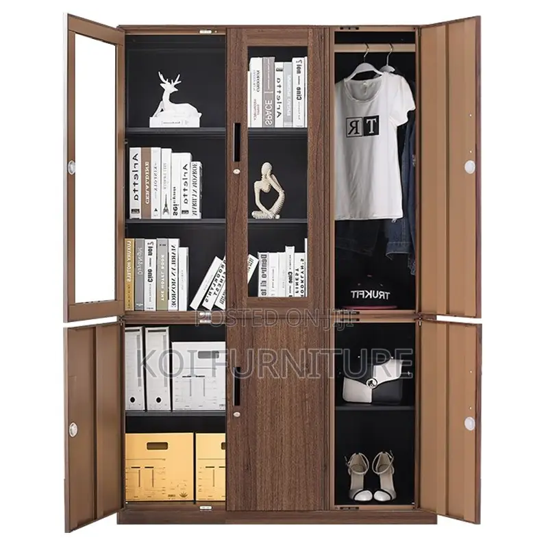 Office Cabinet; Home Office Storage Cabinet With Three Doors in Glass