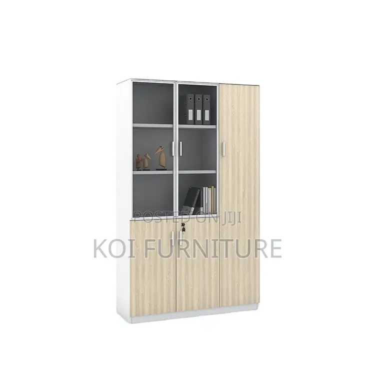 Office Cabinet; Wooden Storage Cabinet With 3 Lockable Doors