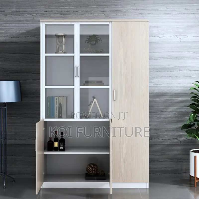 Office Cabinet; Wooden Storage Cabinet With 3 Lockable Doors