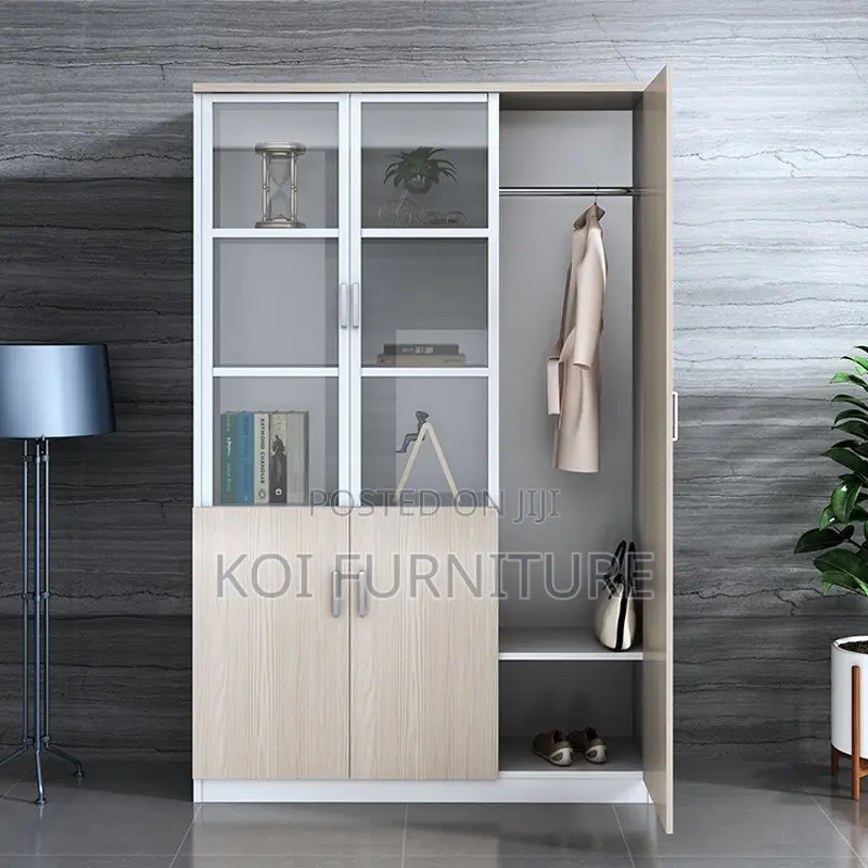 Office Cabinet; Wooden Storage Cabinet With 3 Lockable Doors