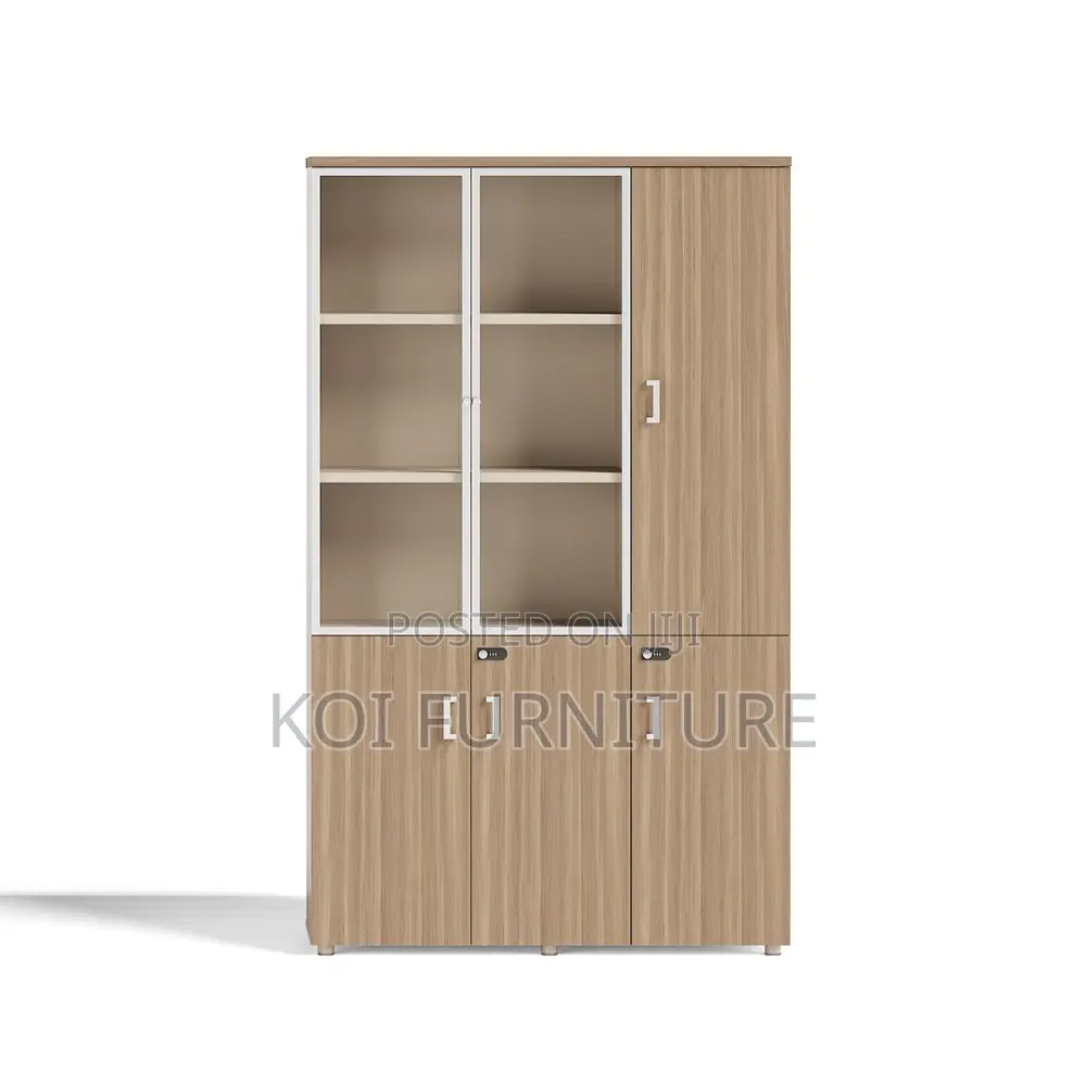 Office Cabinet; Wooden Storage Cabinet With 3 Lockable Doors
