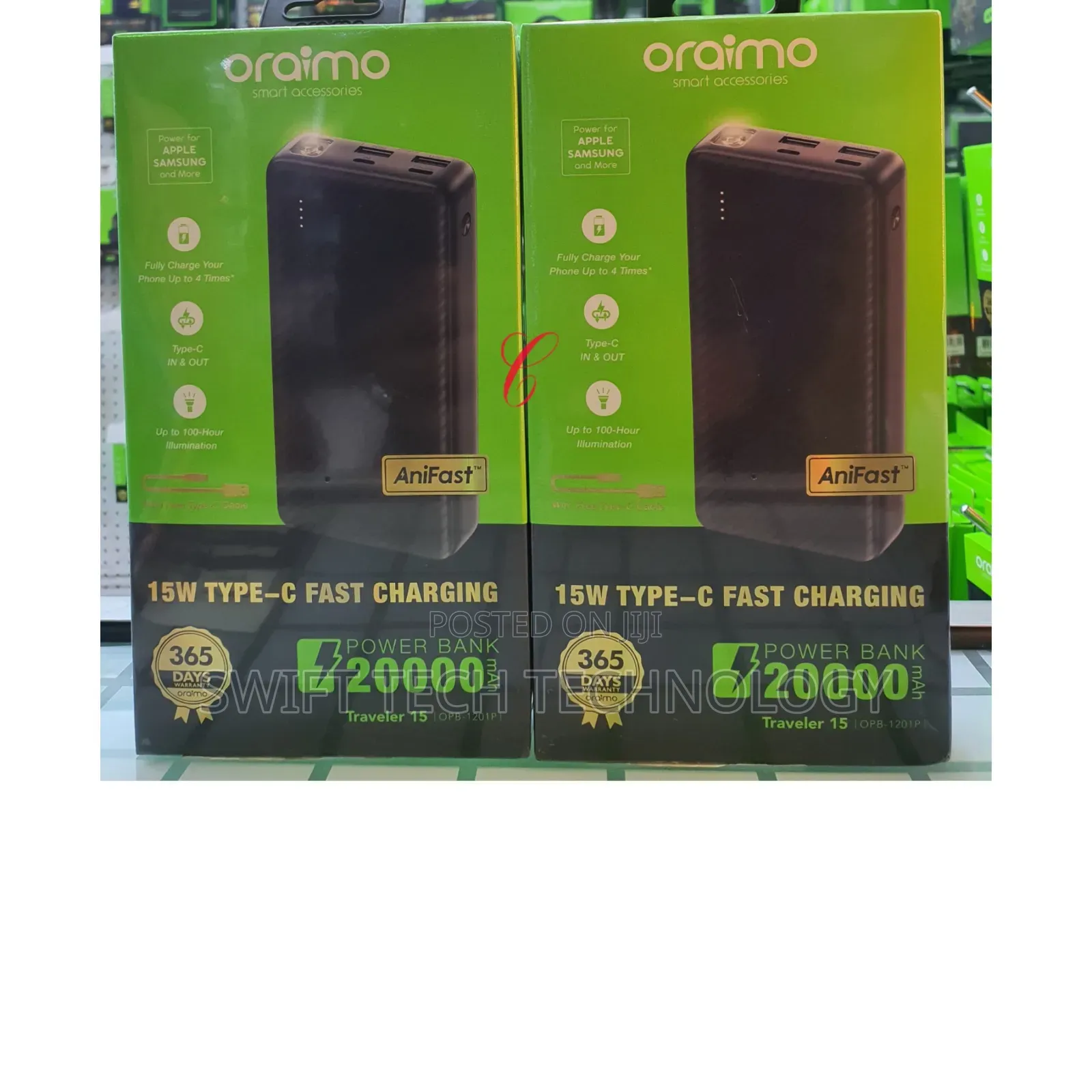 Power Bank Oraimo 20,000amh Power Bank 15watts