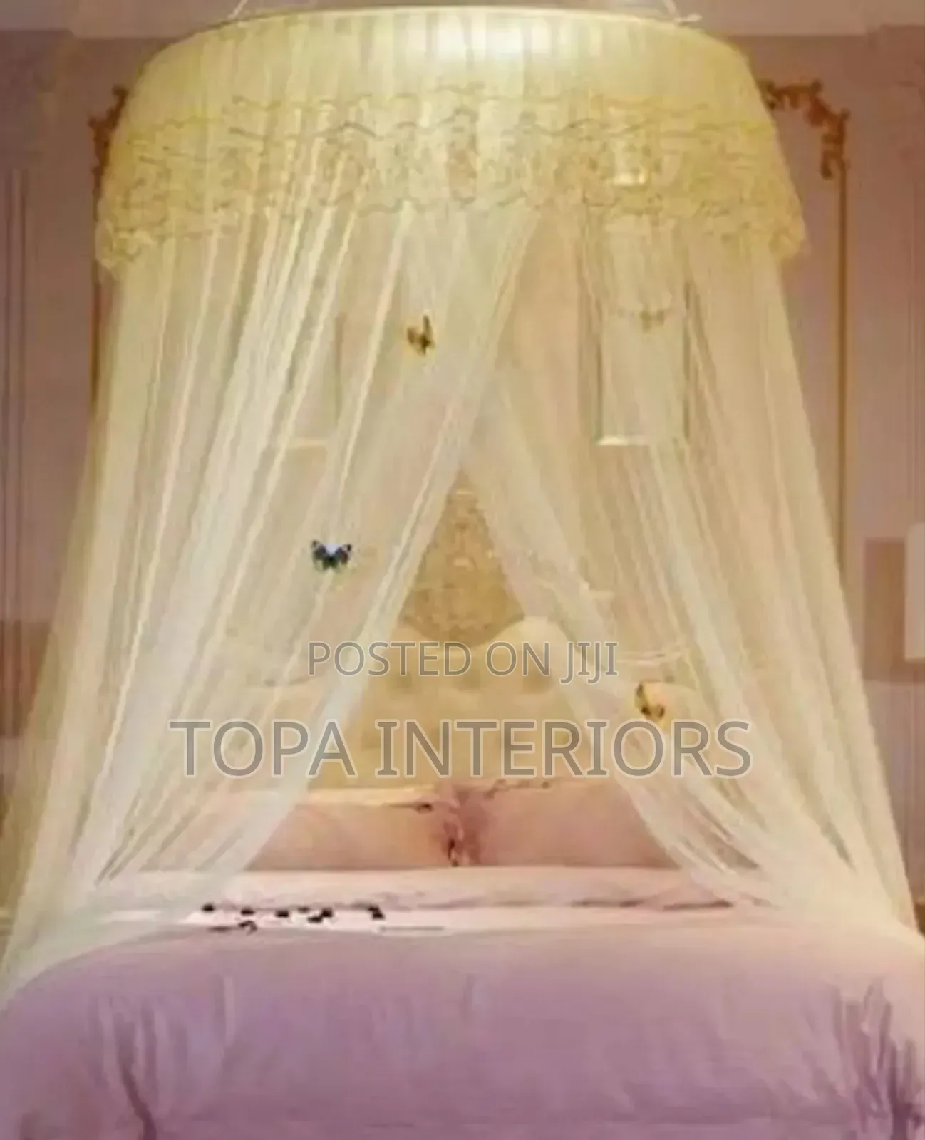 Free Size Cream Lightweight Mesh Round Dome Mosquito Nets