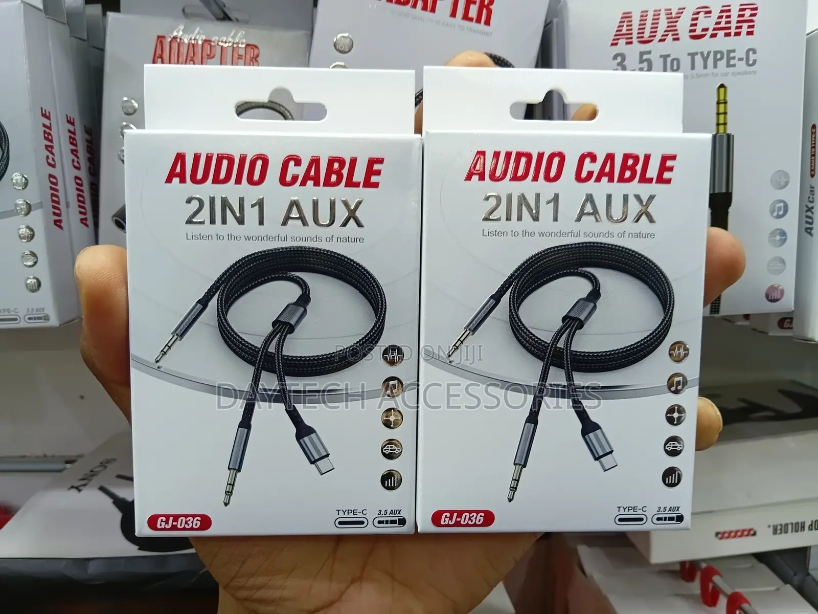 J-036 2-in-1 Type-C to 3.5mm Aux Audio Cable.