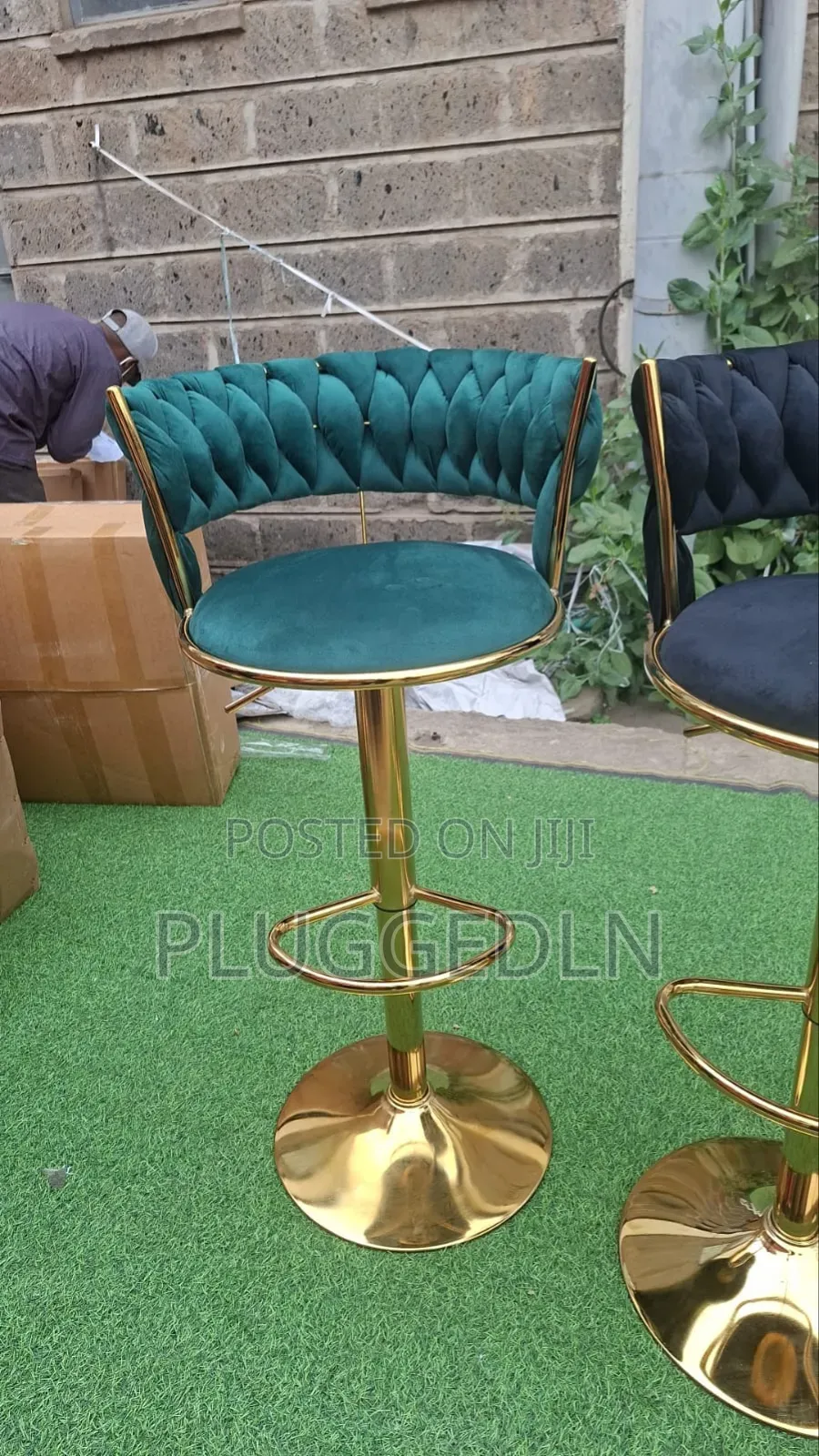 Luxury Velvet Swivel Bar Stool