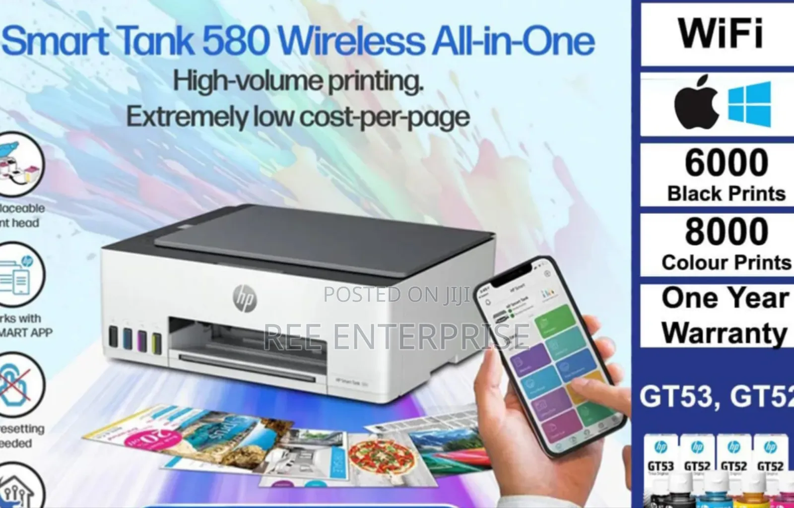 All in One Hp 580 Smart Tank Wireless Print,Copy