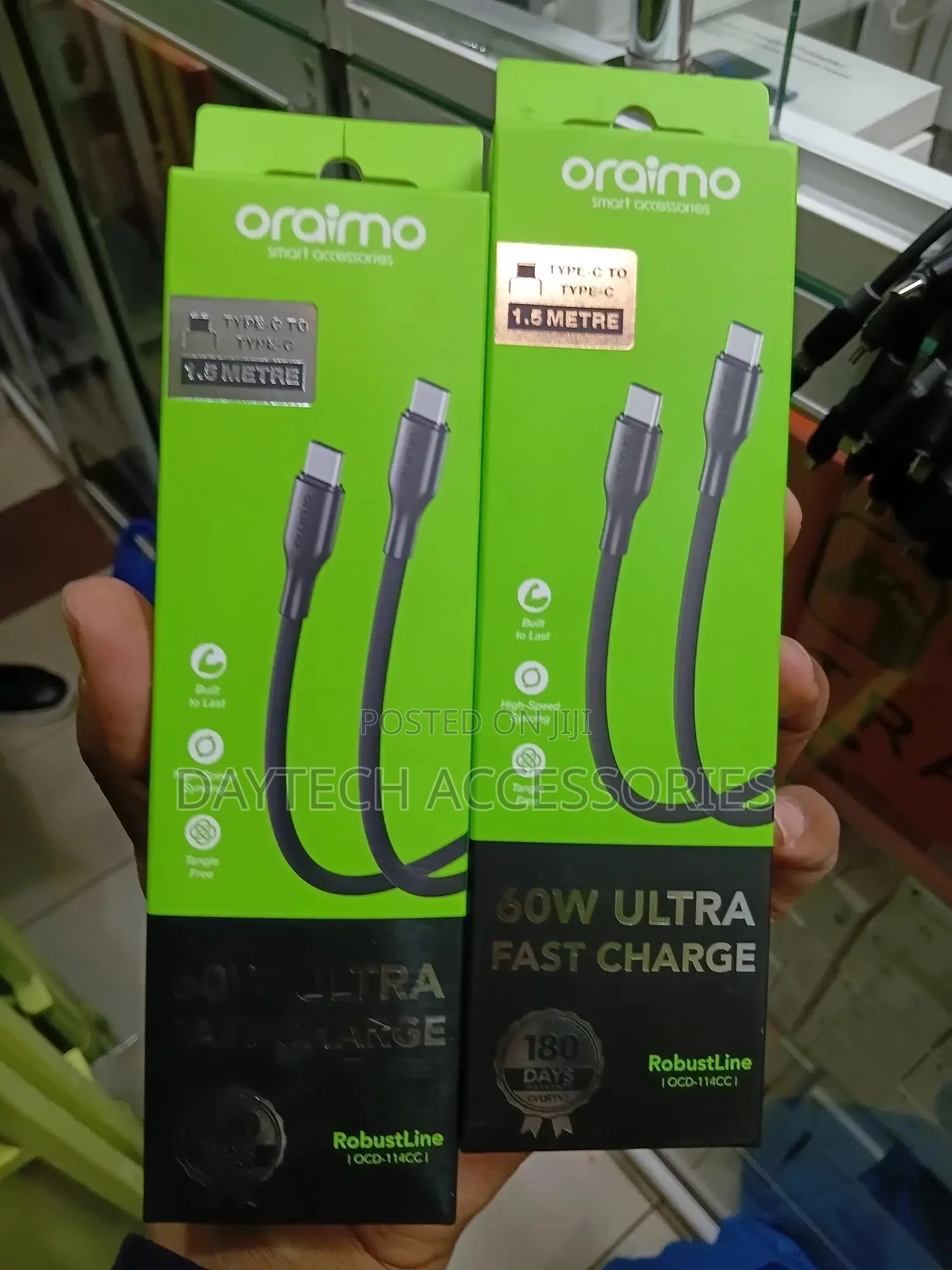 Oraimo 1.5m Usb-C to Usb-C 60w 3a Fast Charging Cable.
