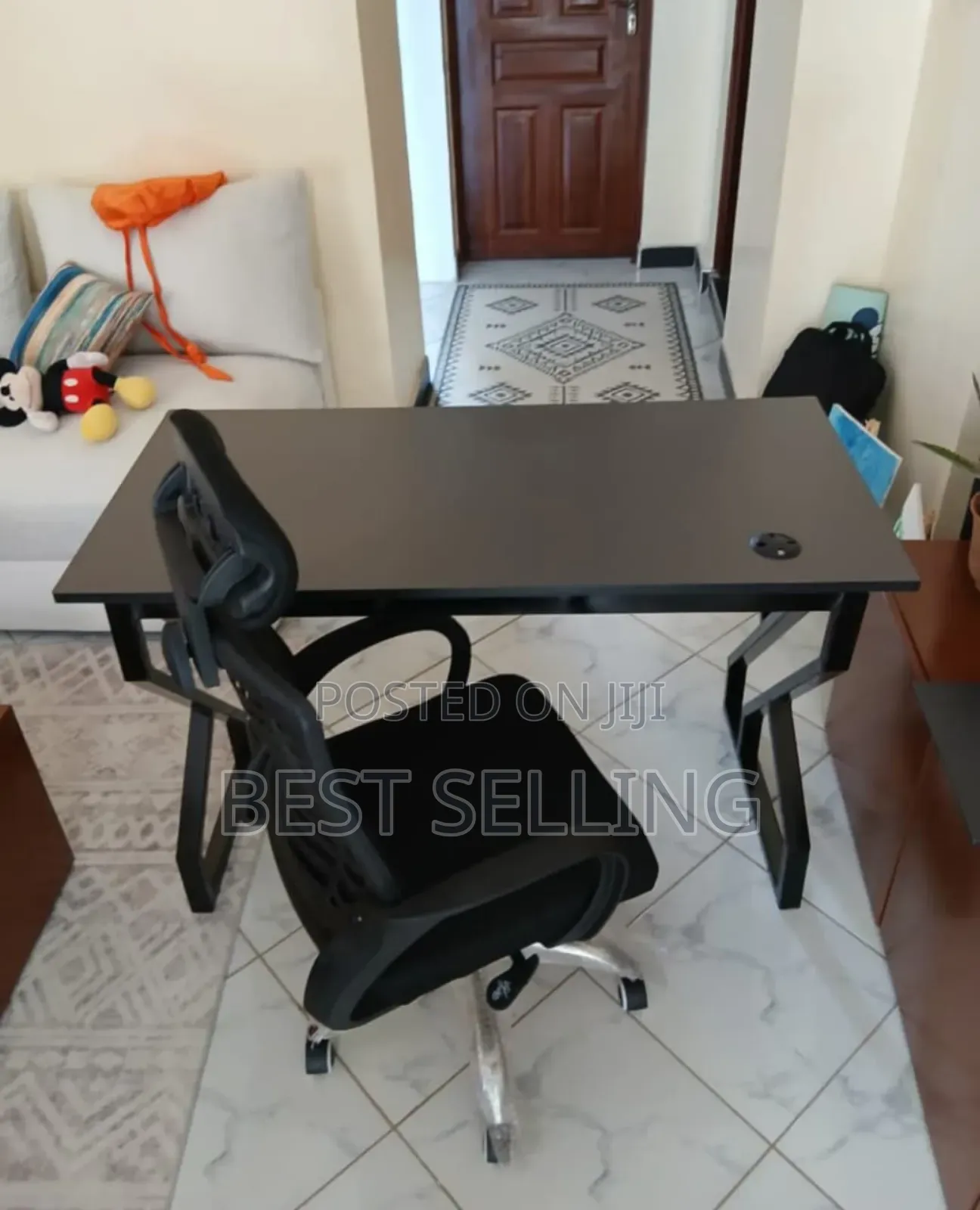 All Black Metallic Study Table and Imported Headrest Chair