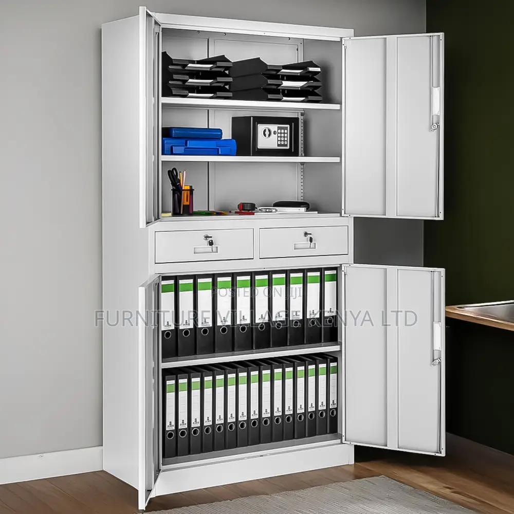Office Cabinet;4 Door 2 Drawer Light Grey Filing Cabinet