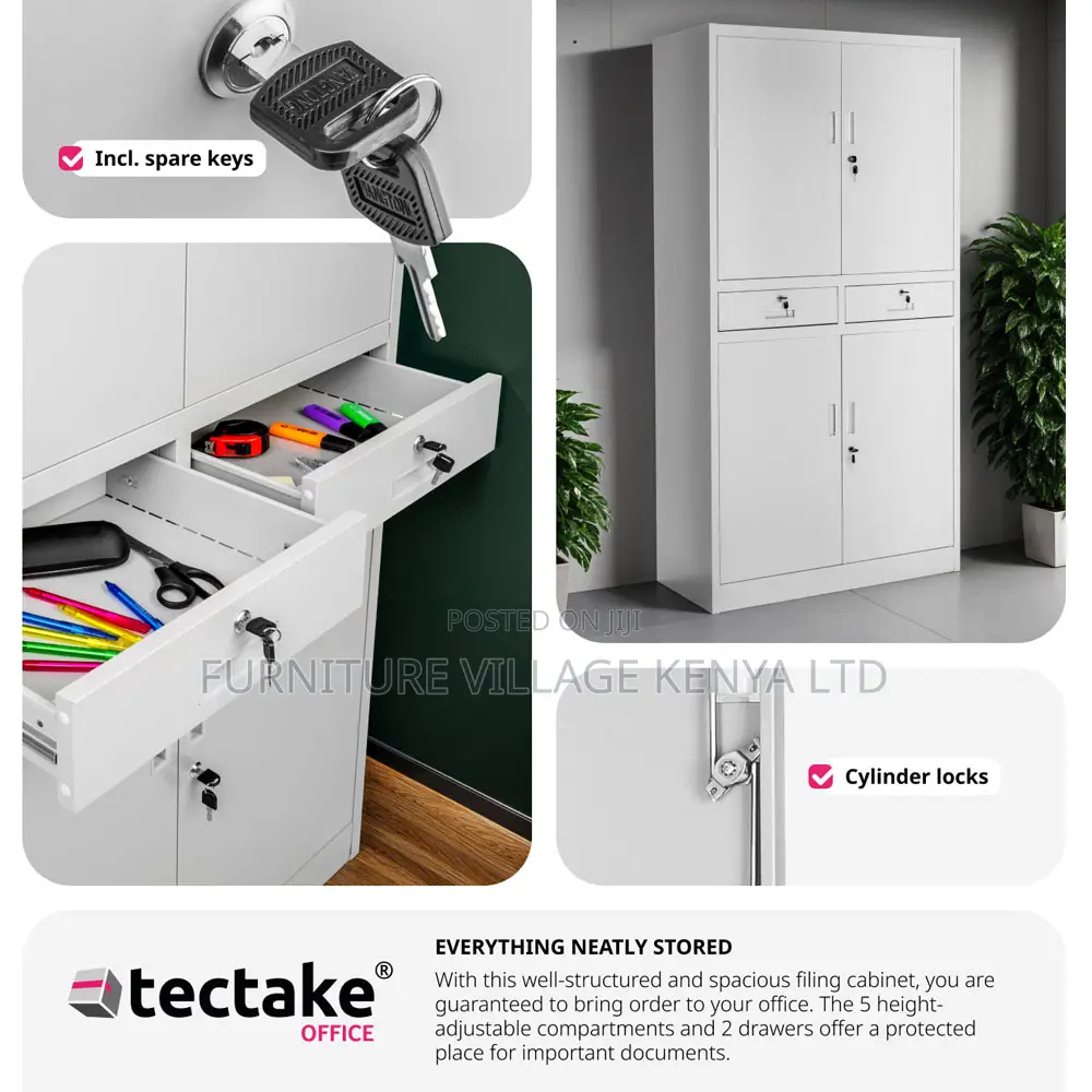 Office Cabinet;4 Door 2 Drawer Light Grey Filing Cabinet