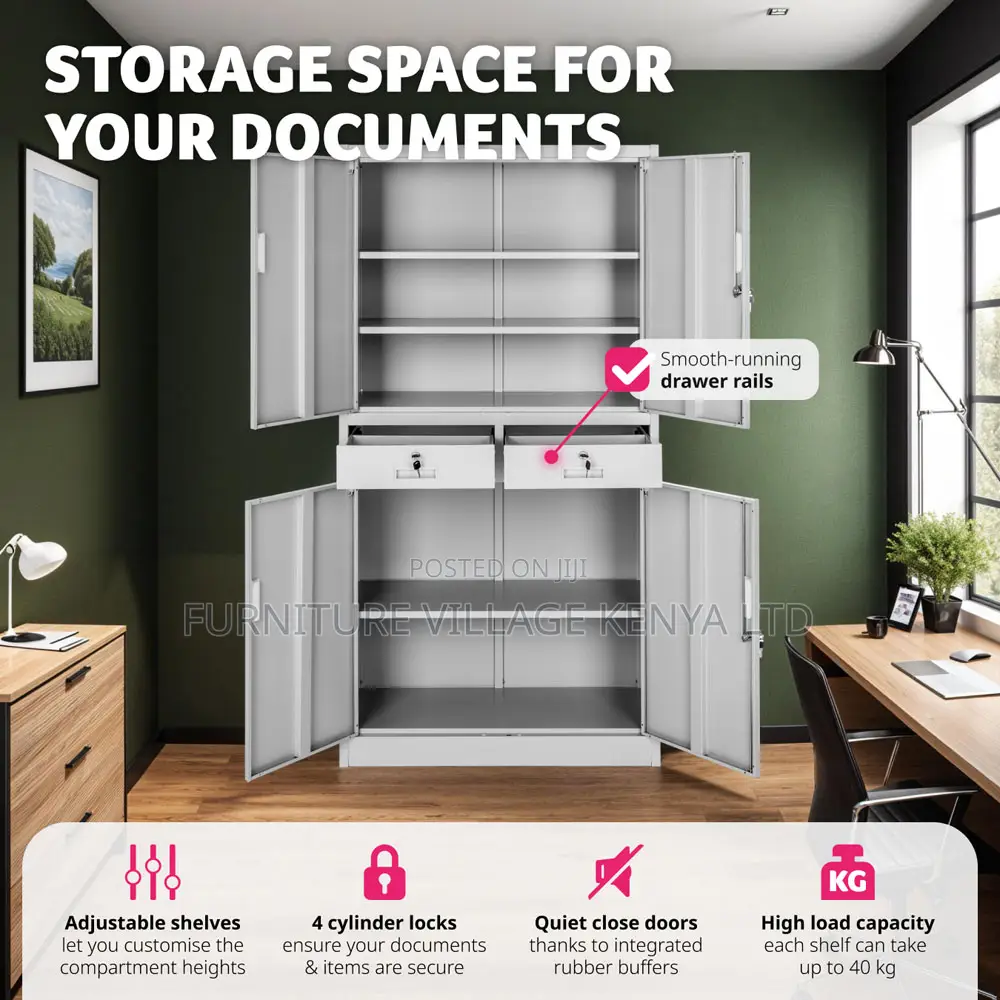 Office Cabinet;4 Door 2 Drawer Light Grey Filing Cabinet