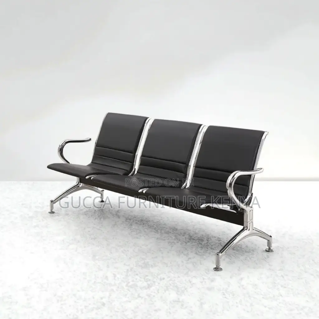 3-Seater Leather Padded Waiting Guest Bench