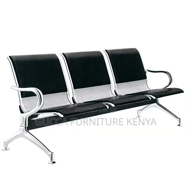 3-Seater Leather Padded Waiting Guest Bench