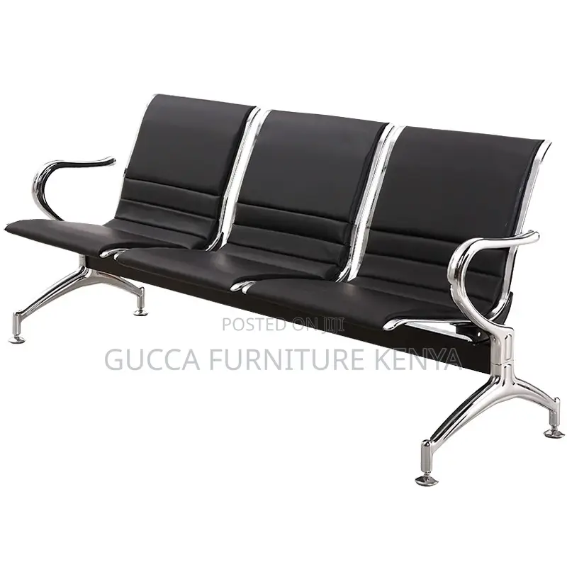 3-Seater Leather Padded Waiting Guest Bench