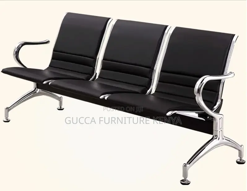 3-Seater Leather Padded Waiting Guest Bench