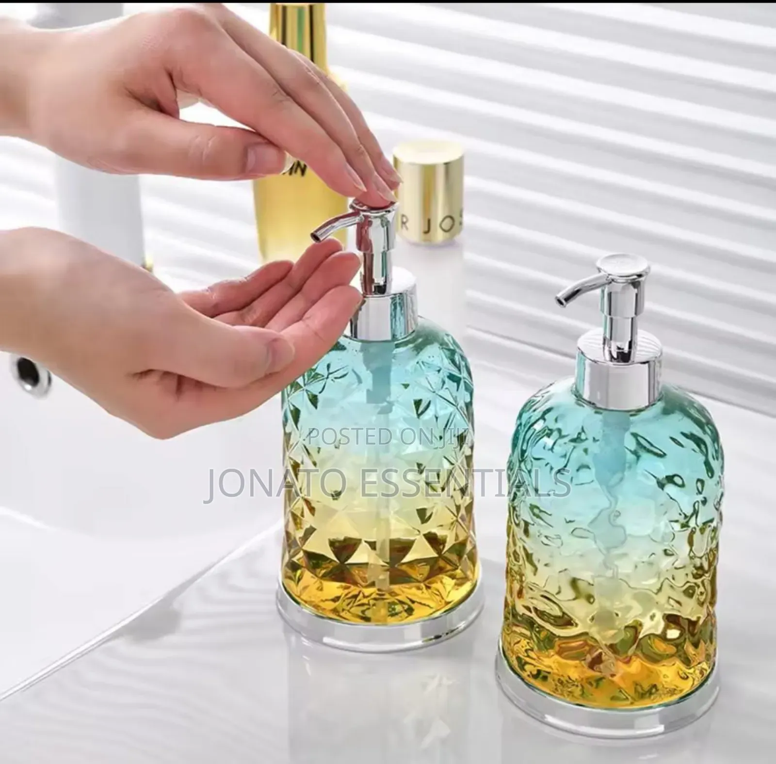 Luxury Glass Soap Dispenser - Textured Lotion Bottle