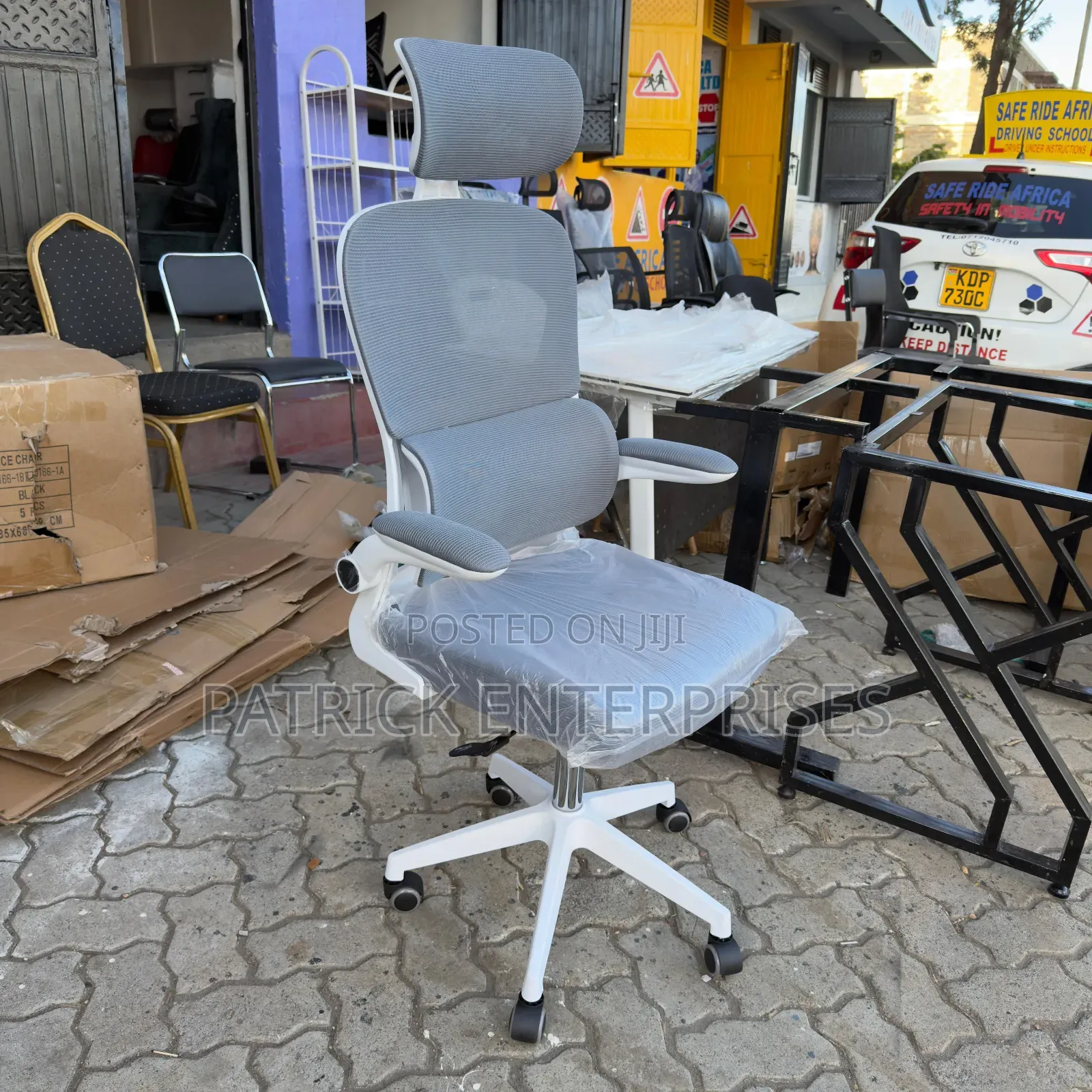 Ergonomic Executive Double Back Orthopedic Chair White/Gray