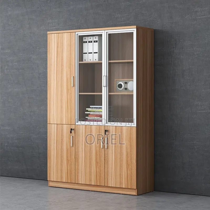 Storage Cabinets : 3 Door Transparent Office Storage Cupboard