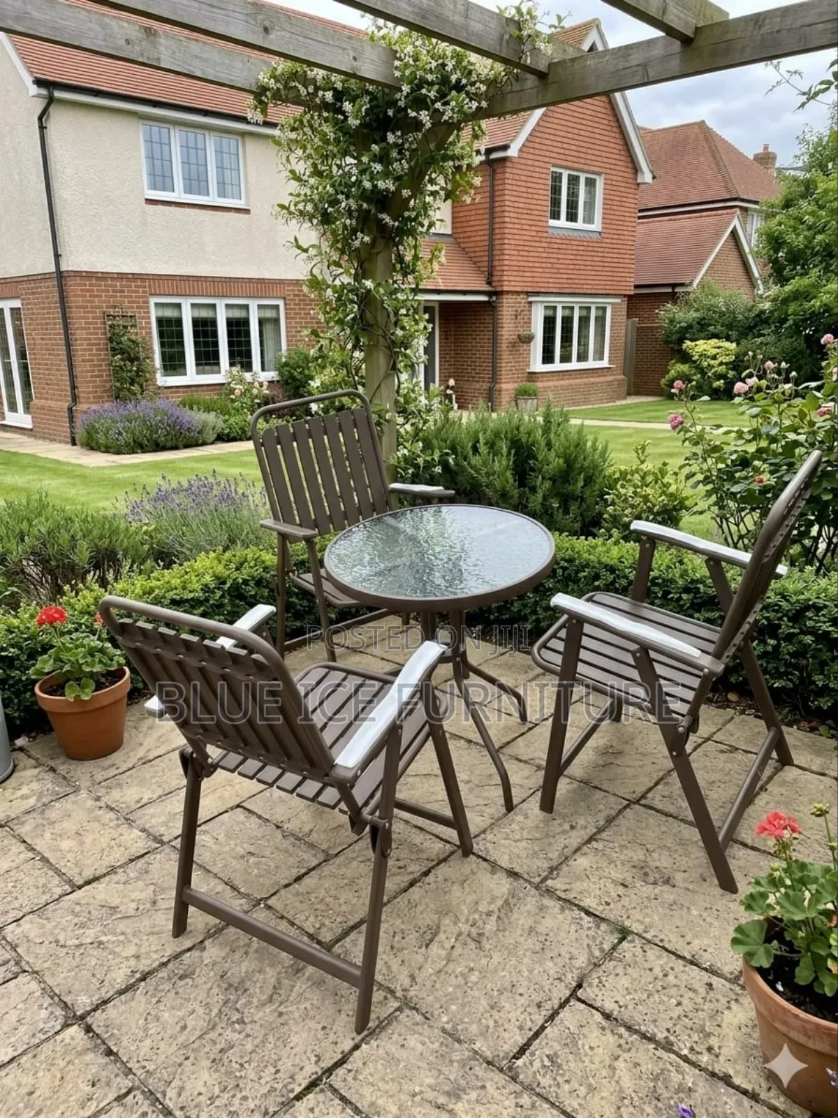 3 Seat Balcon Set Table With Foldable Chair