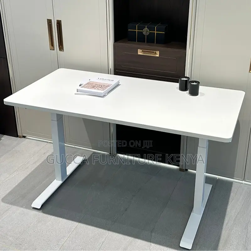 White Electric Motorized Sit Stand Gaming Desk