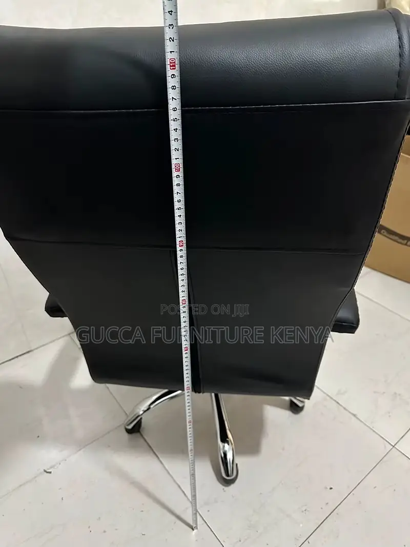 Adjustable Black Leather Staff Desk Chair