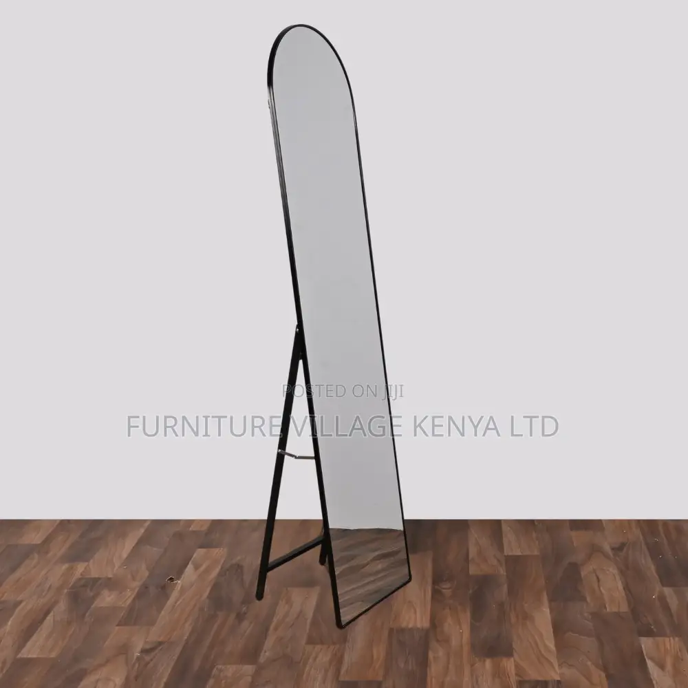 Dressing Mirror; Long Black Rectangular Mirror With Stand