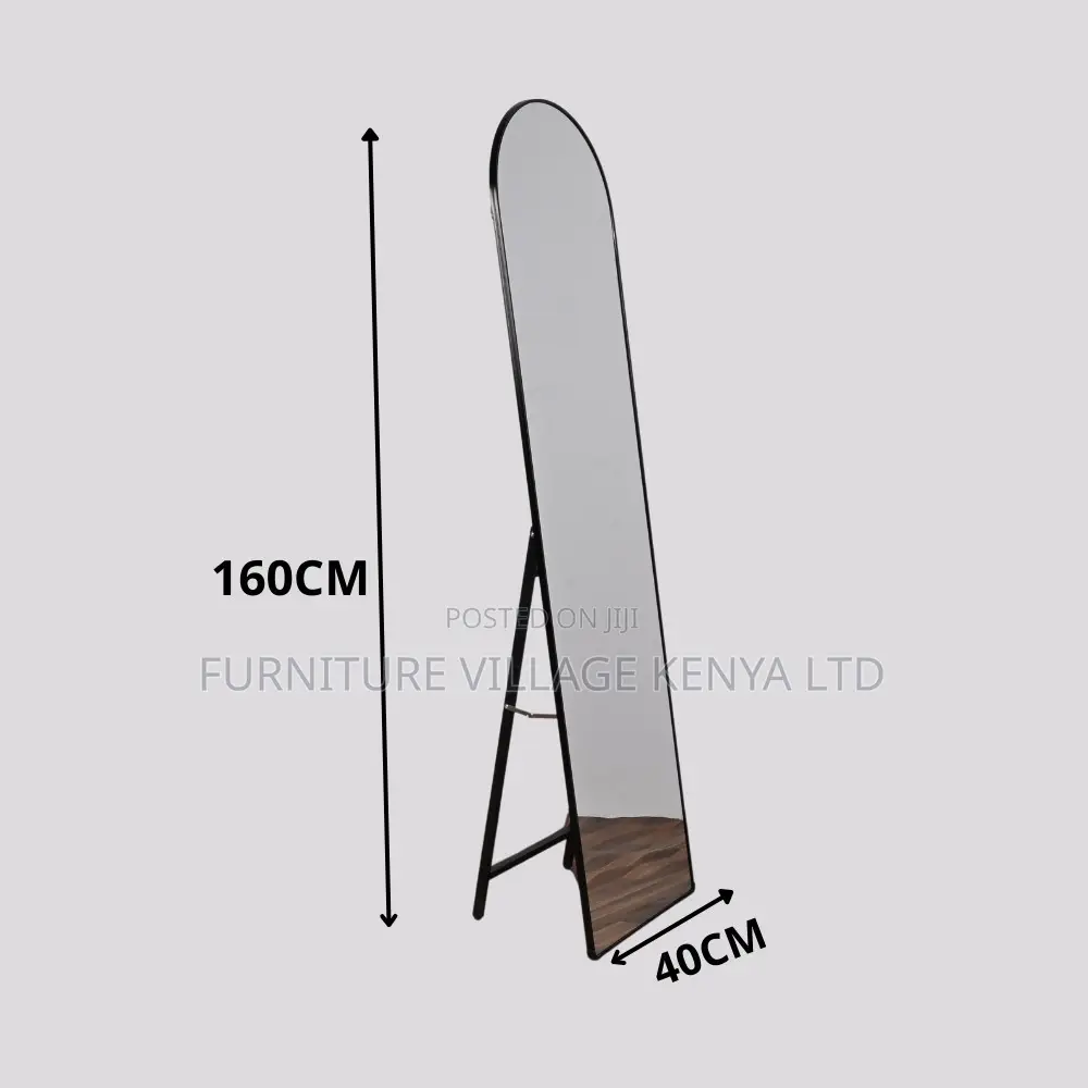Dressing Mirror; Long Black Rectangular Mirror With Stand