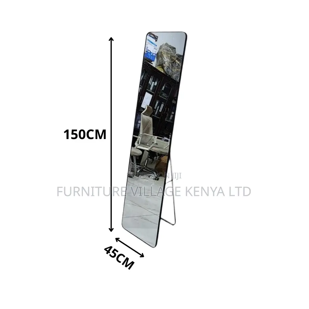 Dressing Mirror; Long Black Rectangular Mirror With Stand