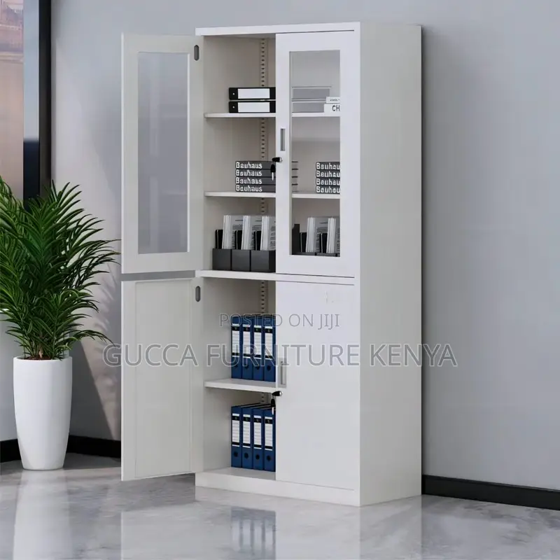 Four-Door Filing Cabinet With Glass Doors