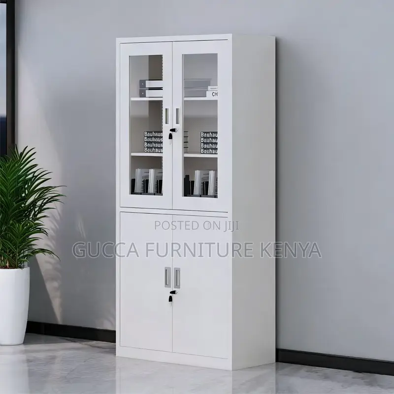 Four-Door Filing Cabinet With Glass Doors