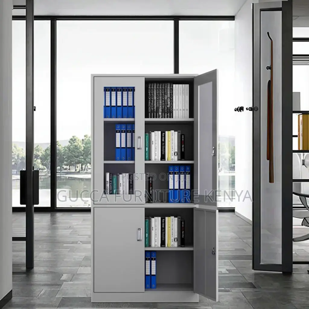 Four-Door Filing Cabinet With Glass Doors