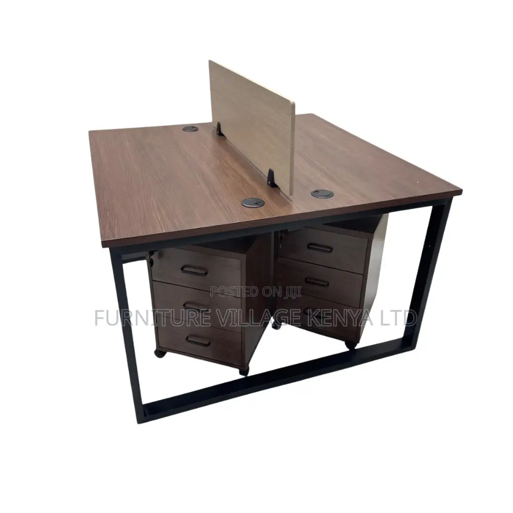 Office Desk; 2-Way Modern White Office Workstation With File Cabinet