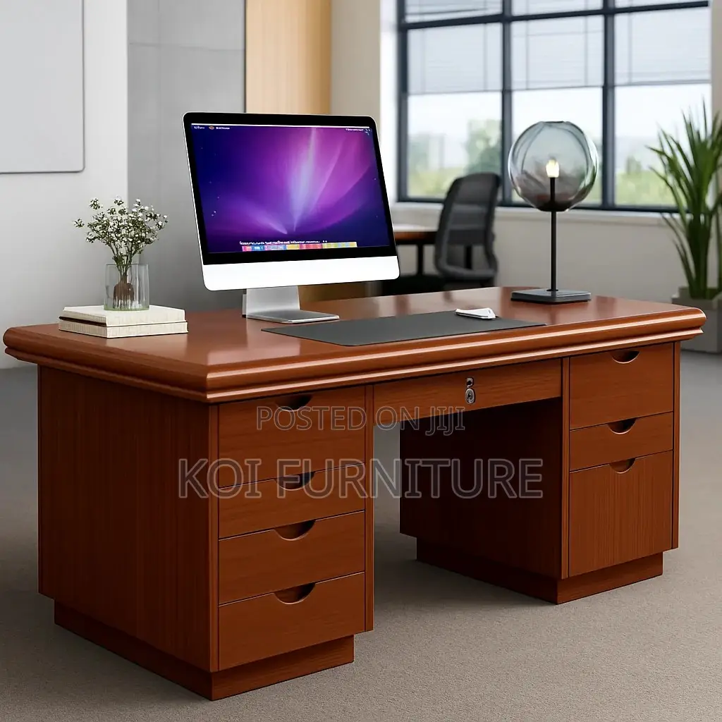 Office Desk; 1.4m Mahogany Sleek Design Executive Desks