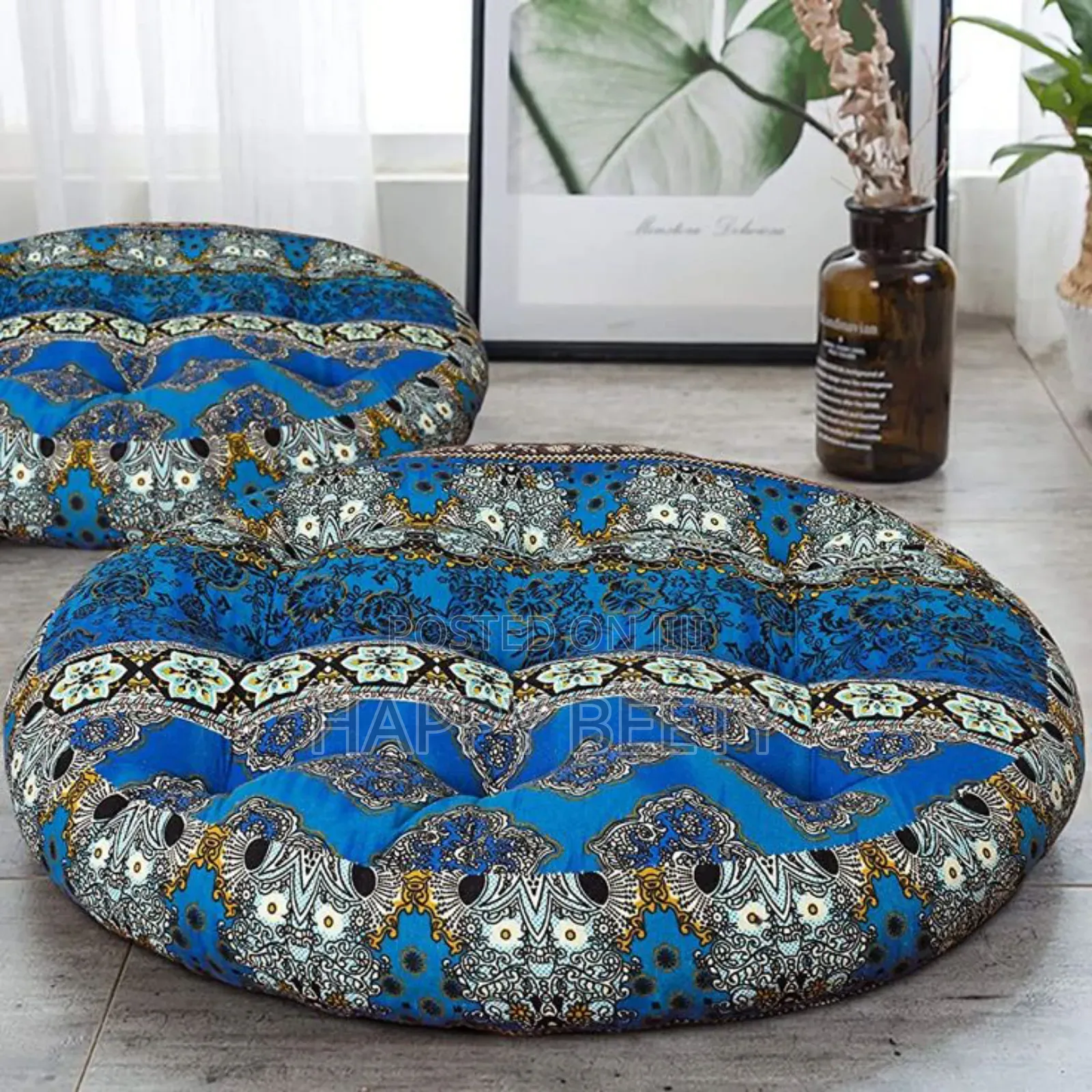 Round African Print Floor Cushions