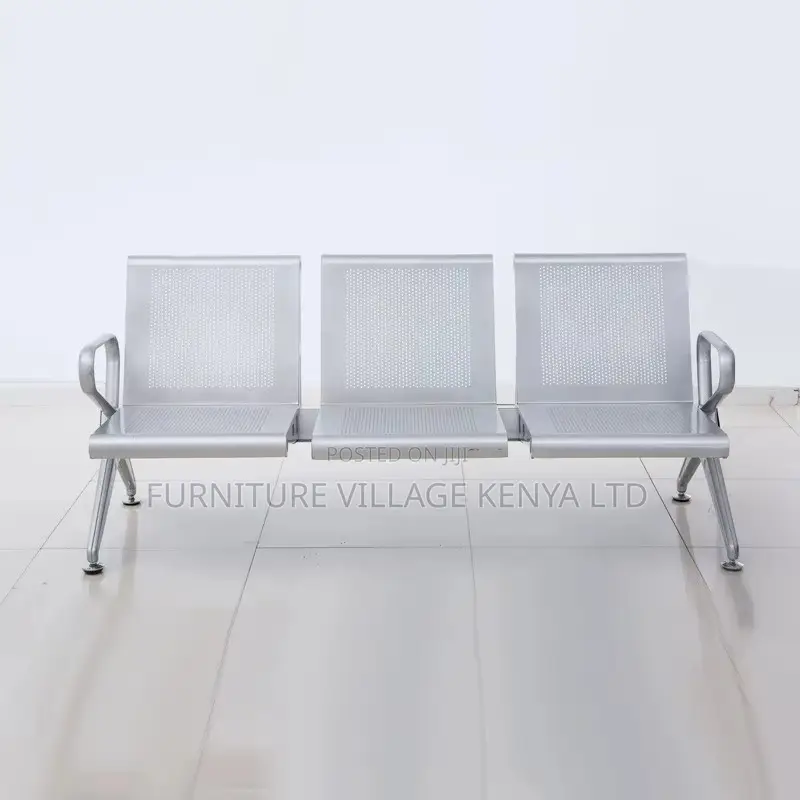 Reception Bench; 3-Seater Metallic Reception Office Waiting Bench
