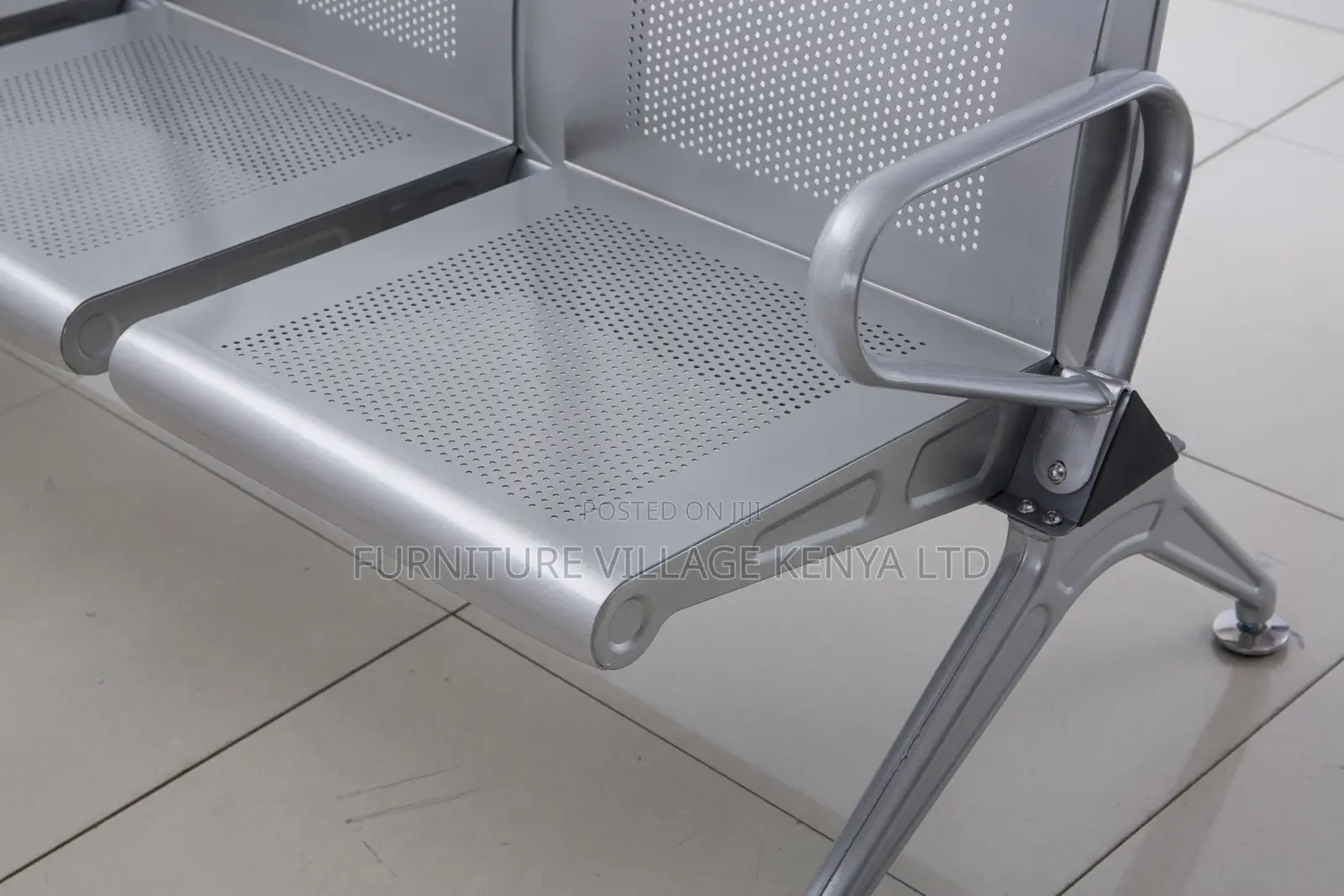 Reception Bench; 3-Seater Metallic Reception Office Waiting Bench