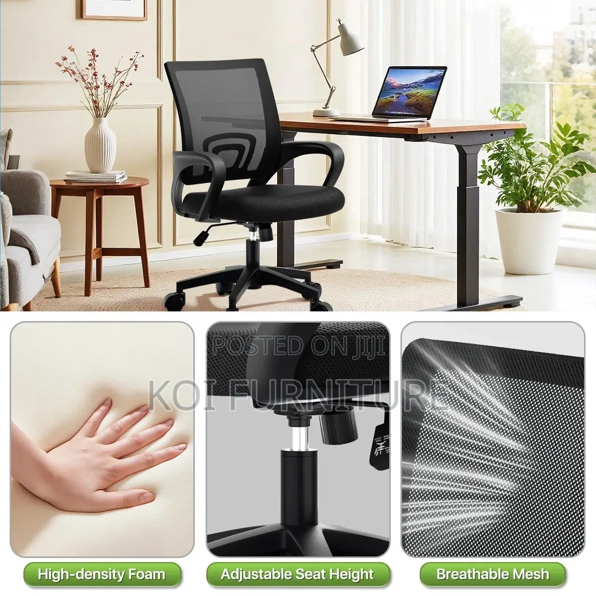 Office Cjhairs; Mesh Clerical With Fabric Mid Backrest