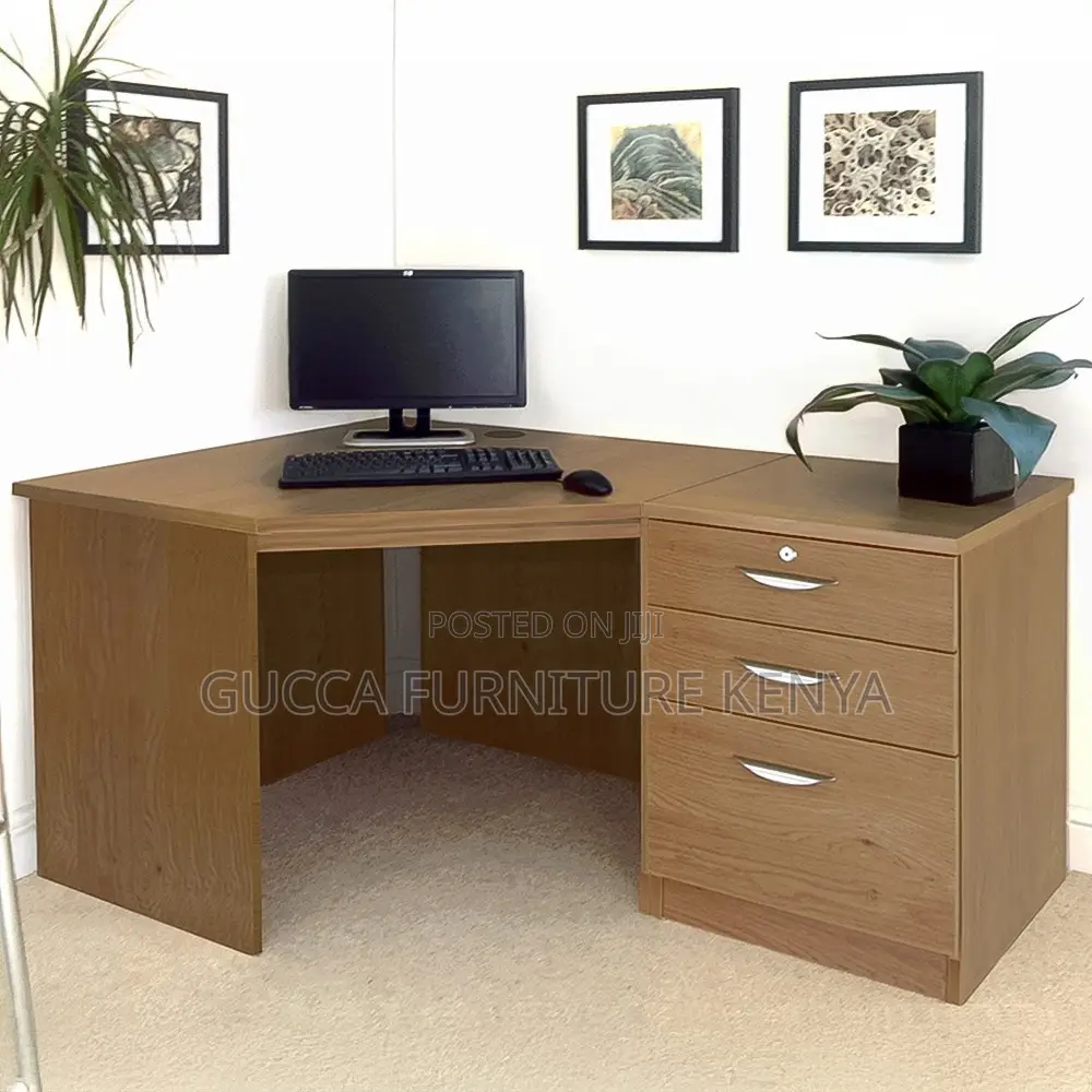 140cm Curved Brown Study Writing Desk