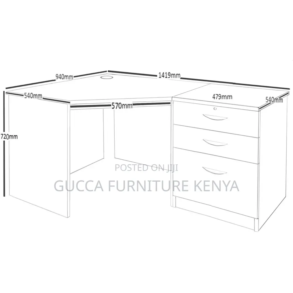 140cm Curved Brown Study Writing Desk