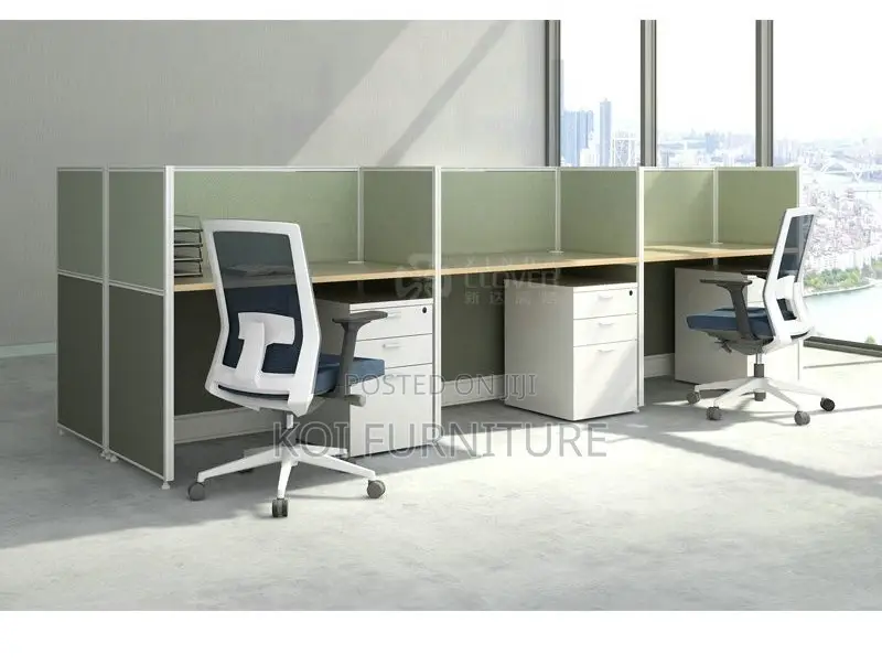 Workstations; Blue Four Users MDF Made Executive Partioned Workstation