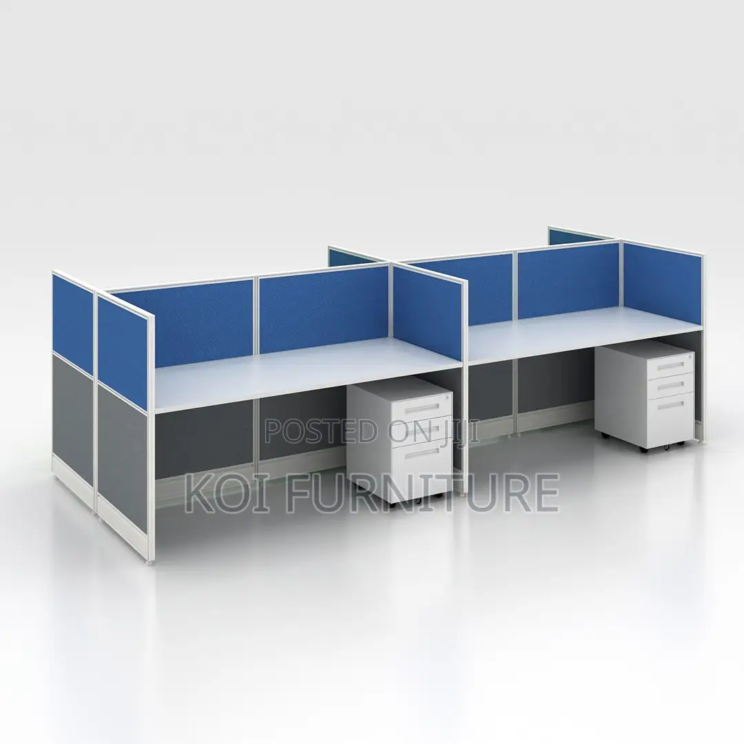 Workstations; Blue Four Users MDF Made Executive Partioned Workstation