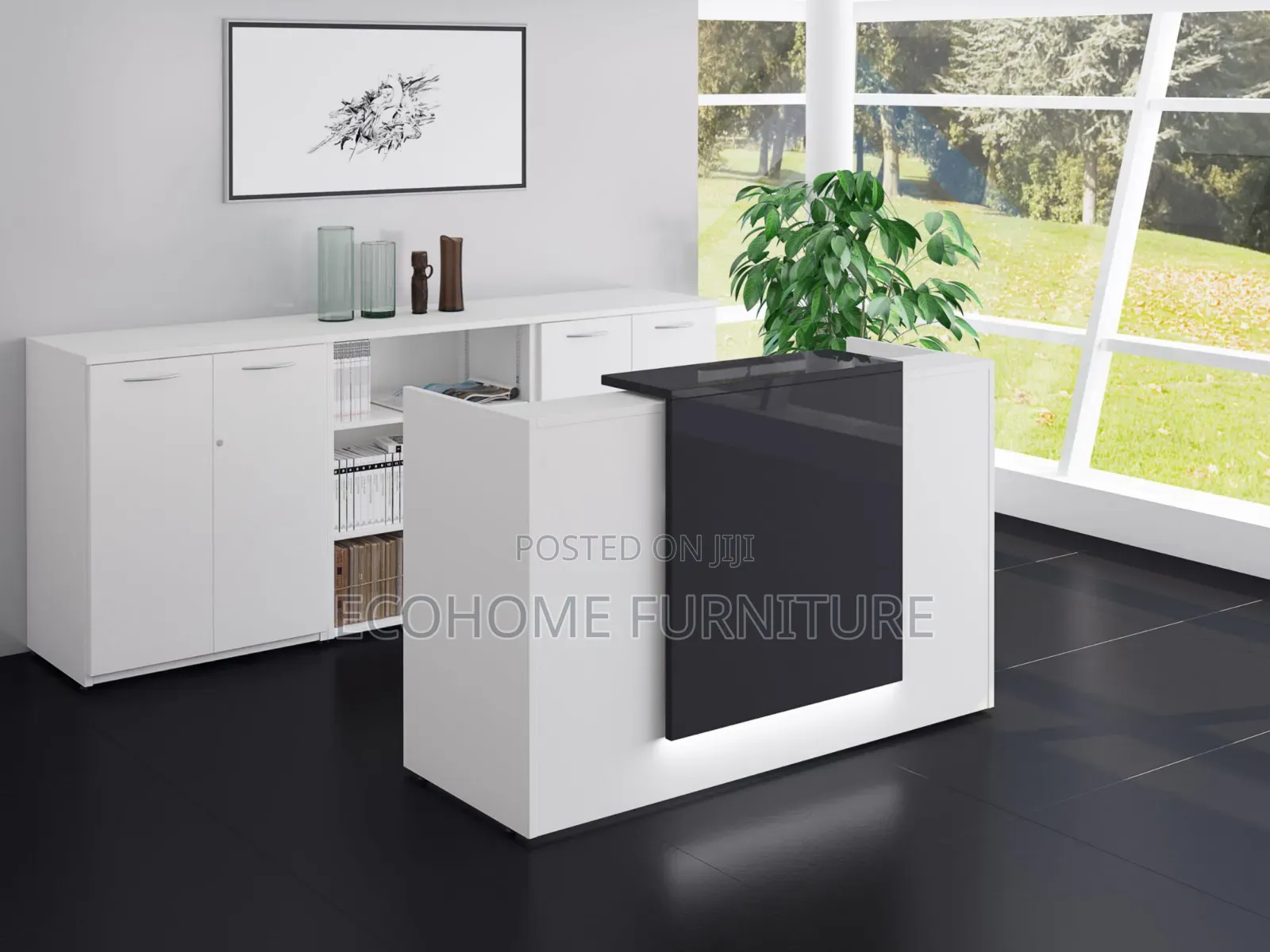 120cm White Reception Desk