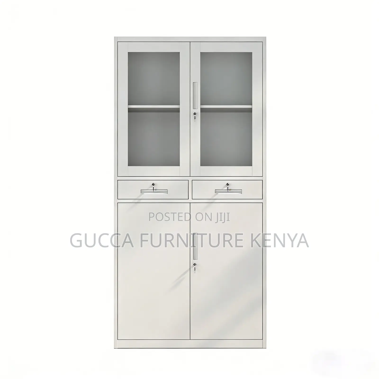 2-Door Half Glass Display Filling Steel Cabinet