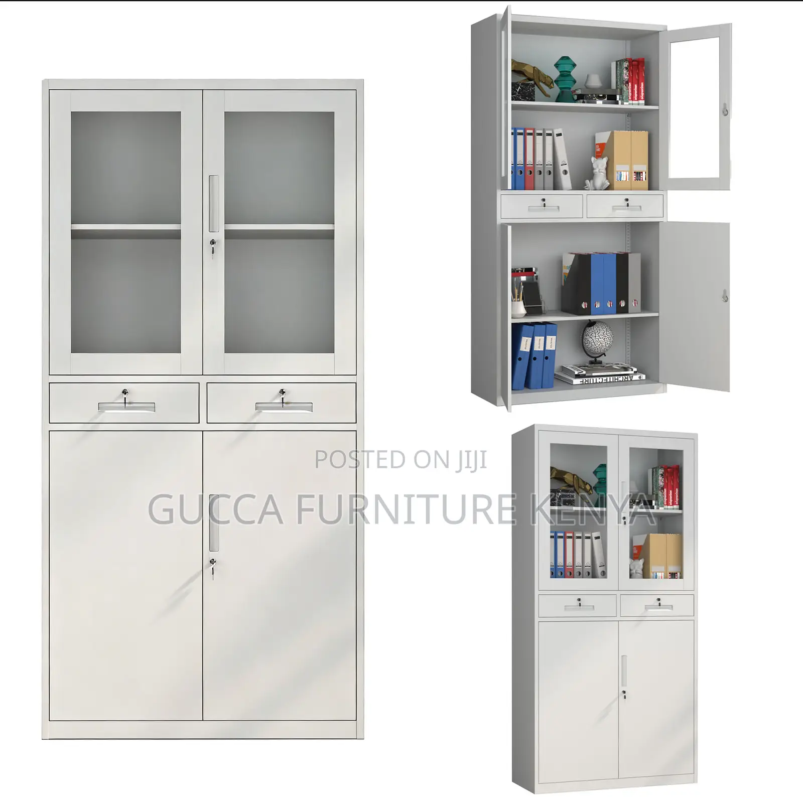 2-Door Half Glass Display Filling Steel Cabinet