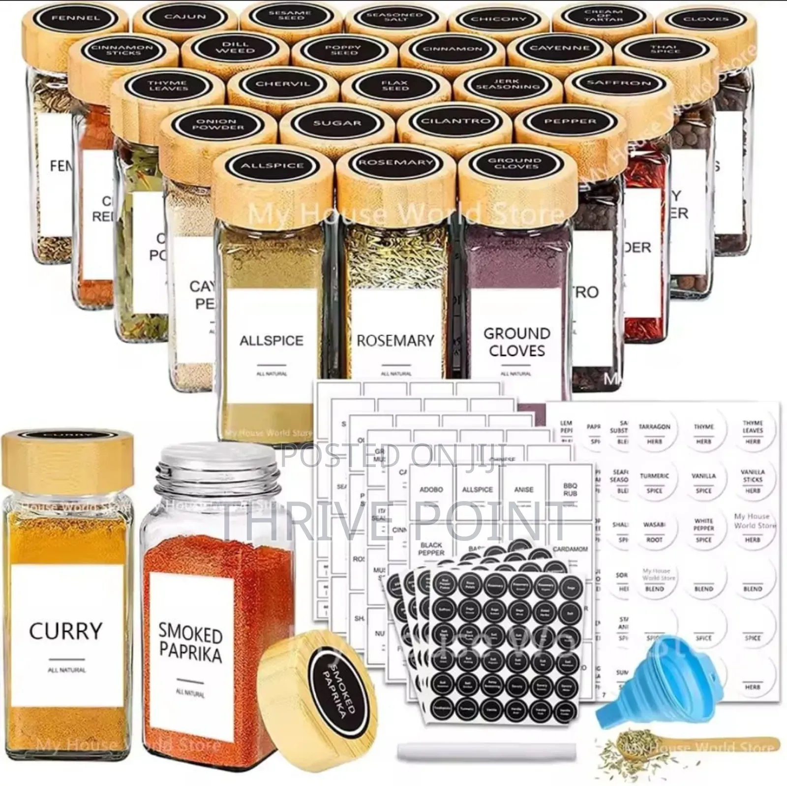 *29pcs Set Glass Storage Spice Jars With Bamboo Lid