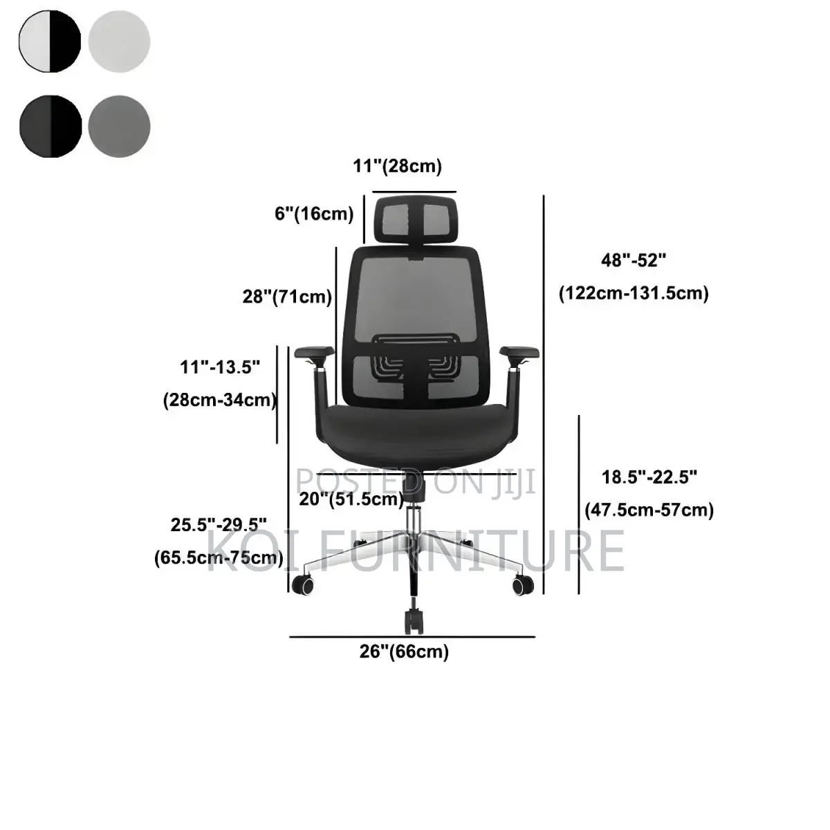 Office Chairs; Ergonomic Full Fabric Executive Seat