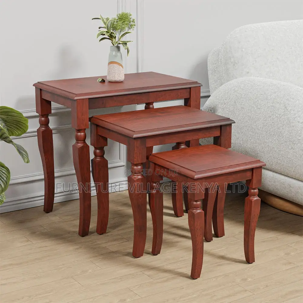 Dining Table; Mahogany Set of 3 Nested Dining Table