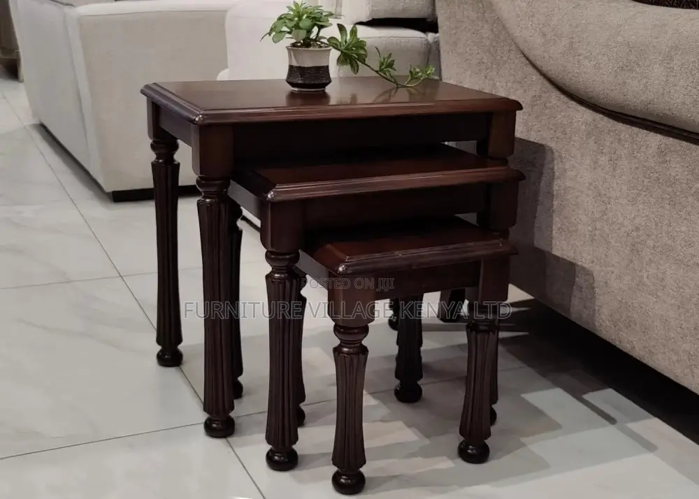 Dining Table; Mahogany Set of 3 Nested Dining Table