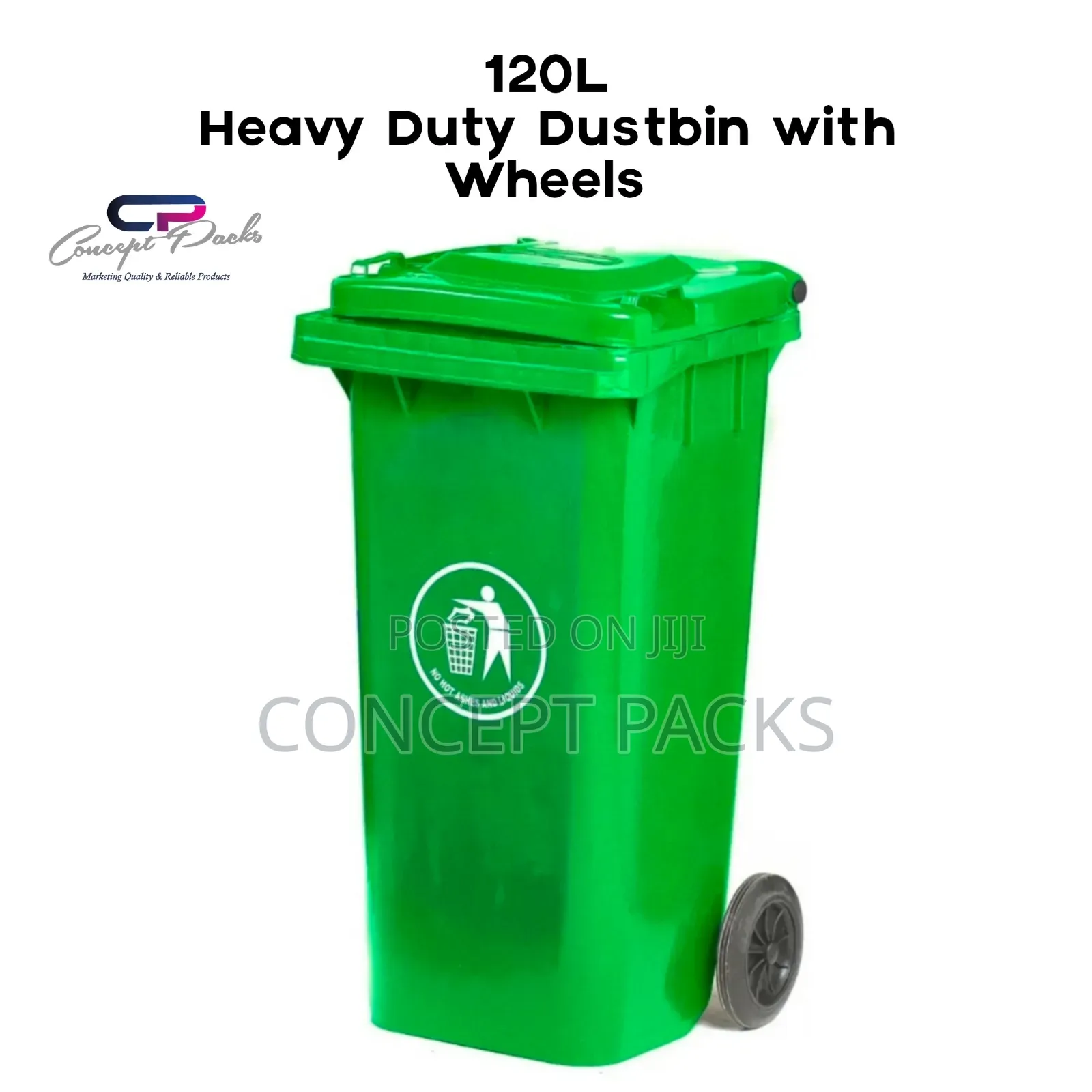 120l Green Garbage Bin With Wheels